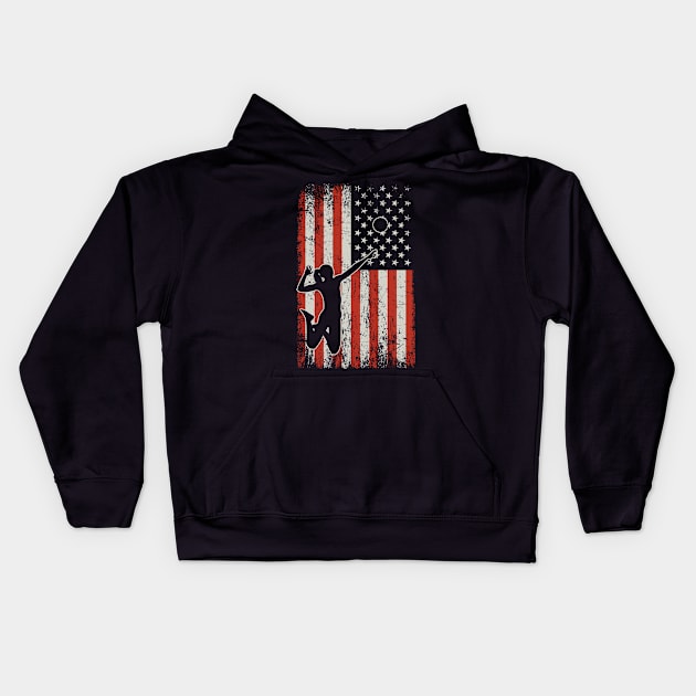 USA FLag Volleyball Player Kids Hoodie by ryanjaycruz